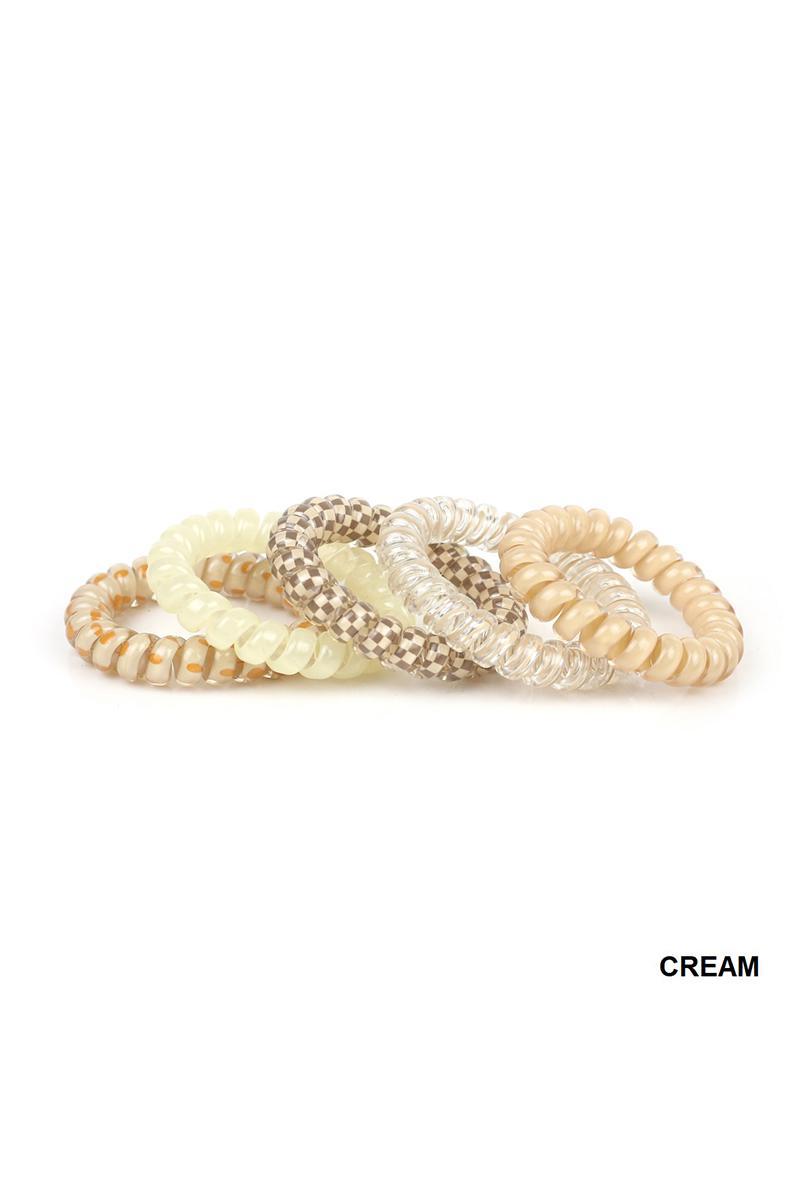 ZENANA U-360 Mix of 5, Solid, Flower & Checker Hair Coil Ties