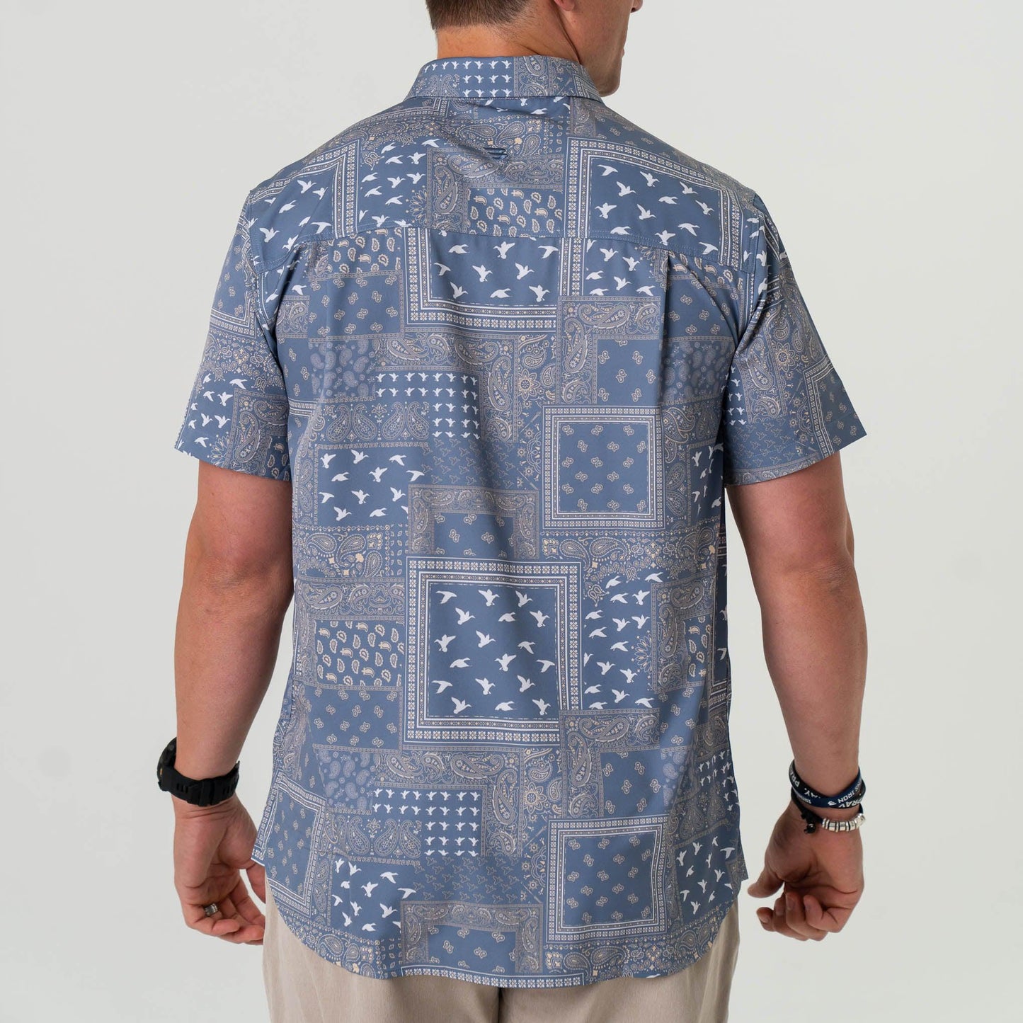 BURLEBO - PERFORMANCE BUTTON UP - DUCK PAISLEY BLUE