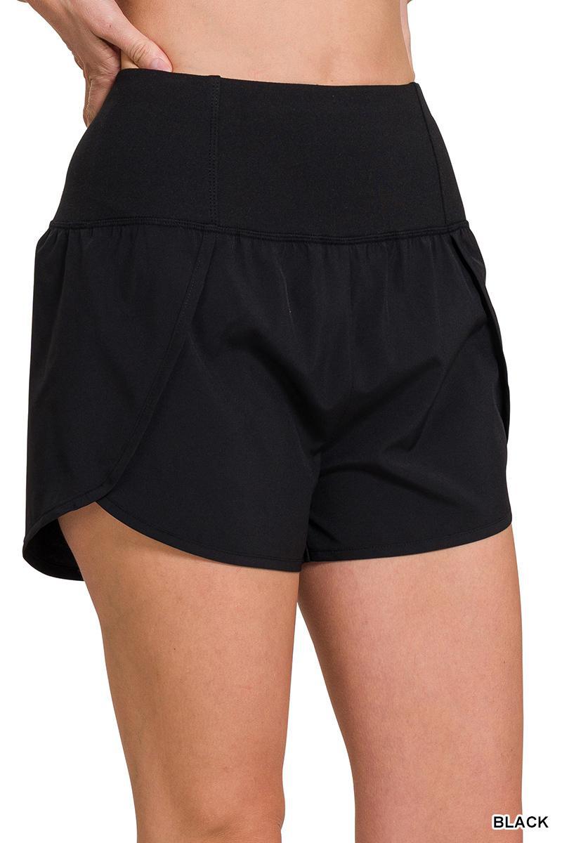 ZENANA 6231 High Waisted Zippered Back Pocket Running Shorts