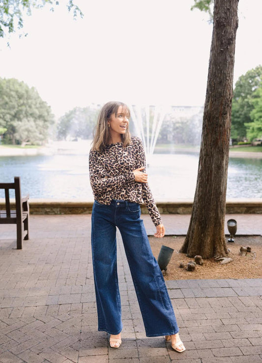 G&E Wide Leg Jeans, Dark Wash