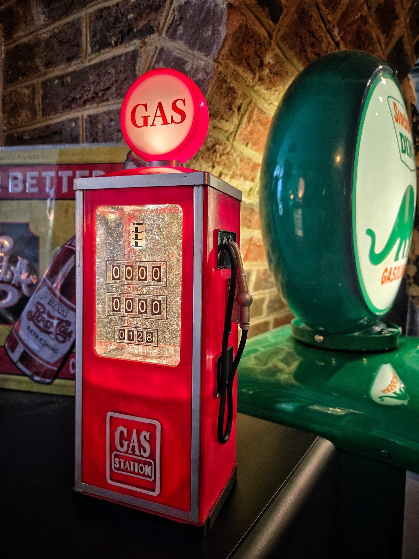 LED Illuminated Vintage Gas Pump Globe