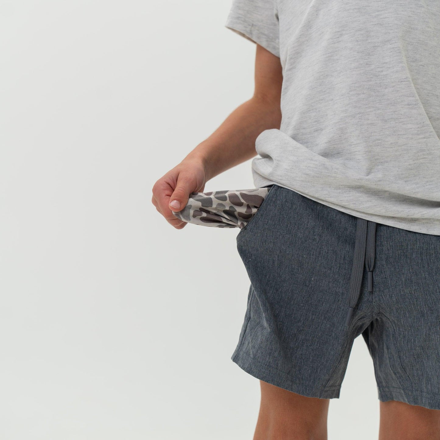 Burlebo Athletic Youth Shorts - Grizzly Grey - Camo Liner