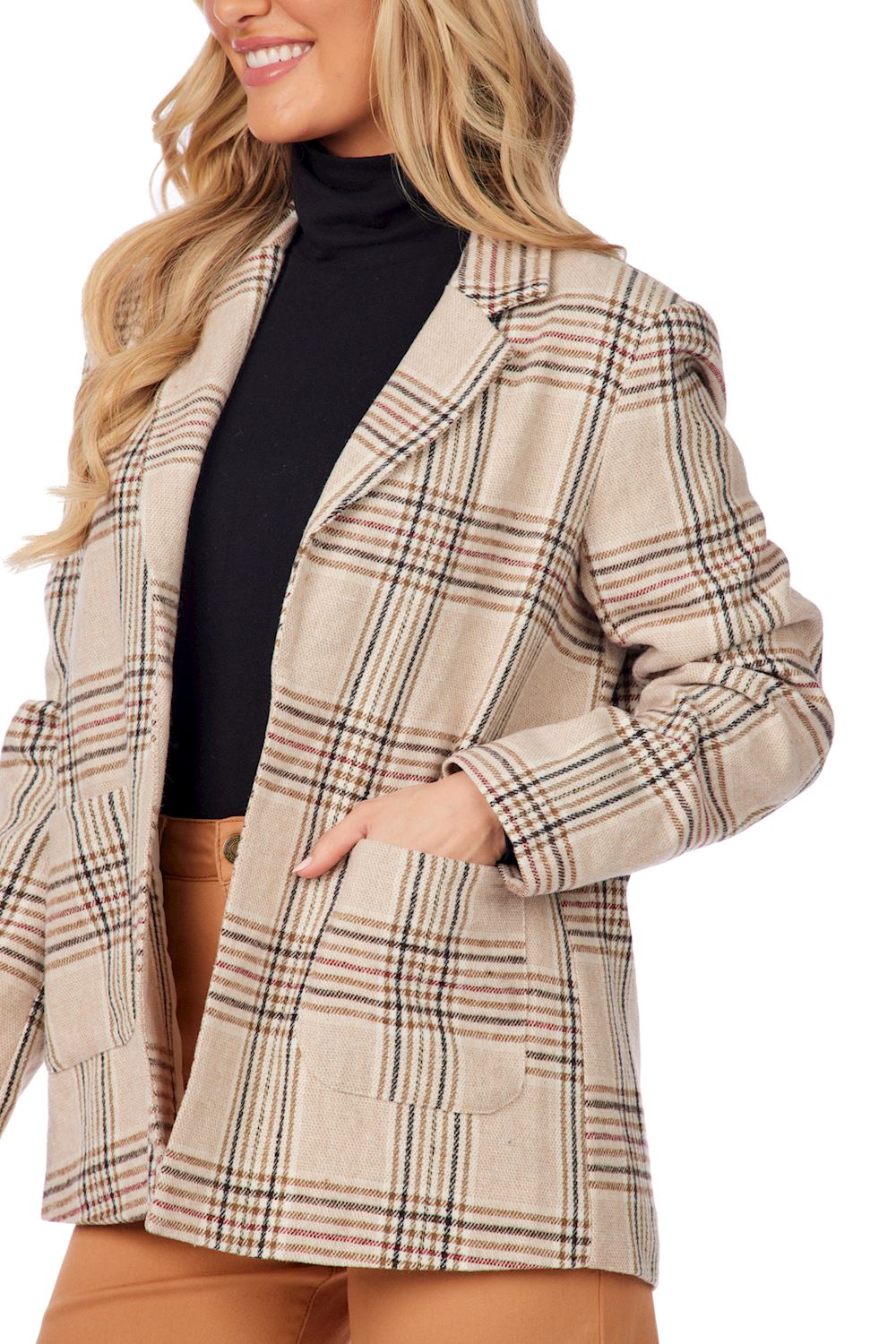 Cream Plaid Bynes Blazer