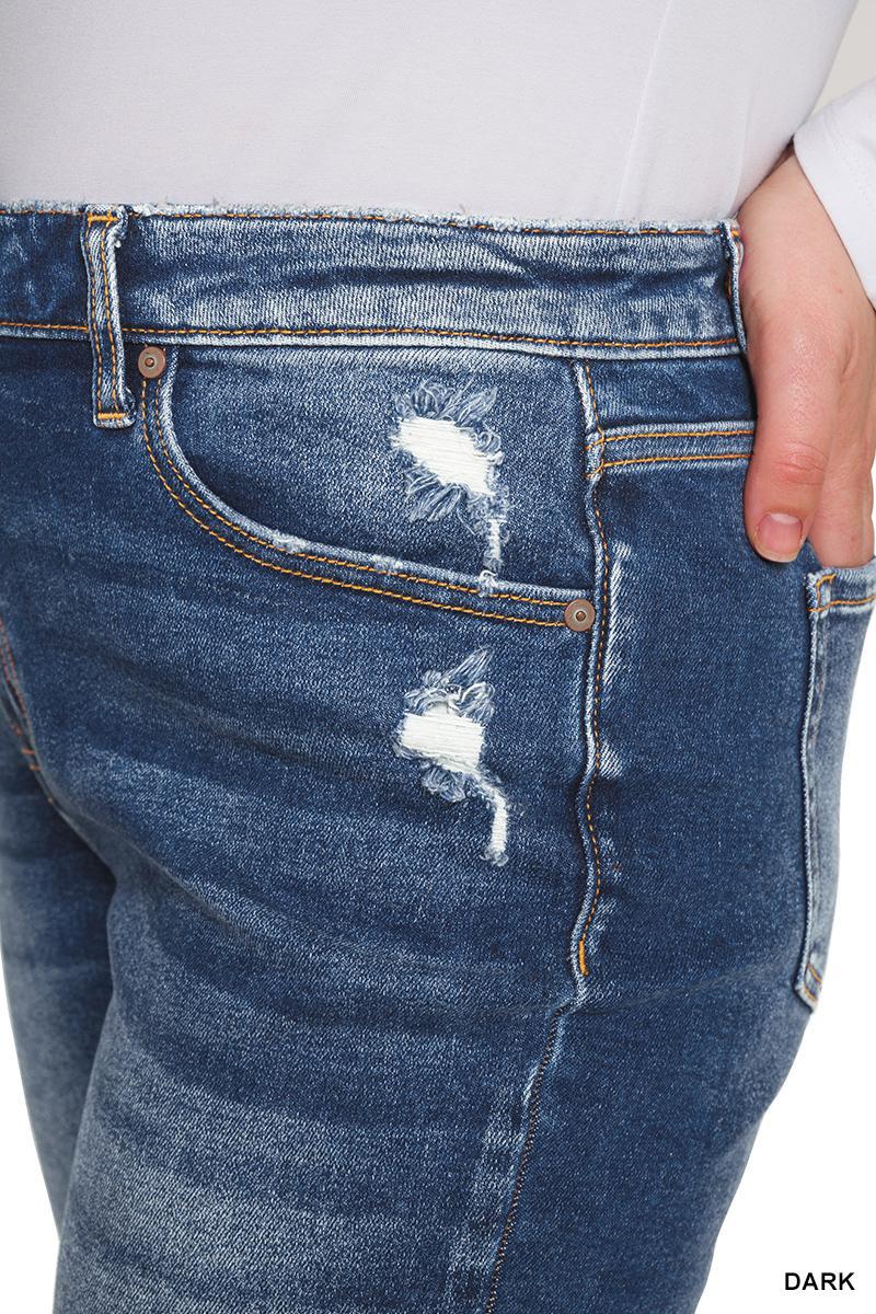 Zenana DNP-1646DDX Plus kick crop flare denim pants