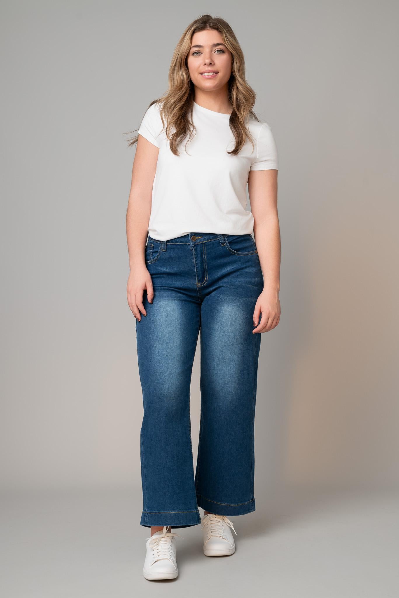 Stretch Denim Wide Leg Jean