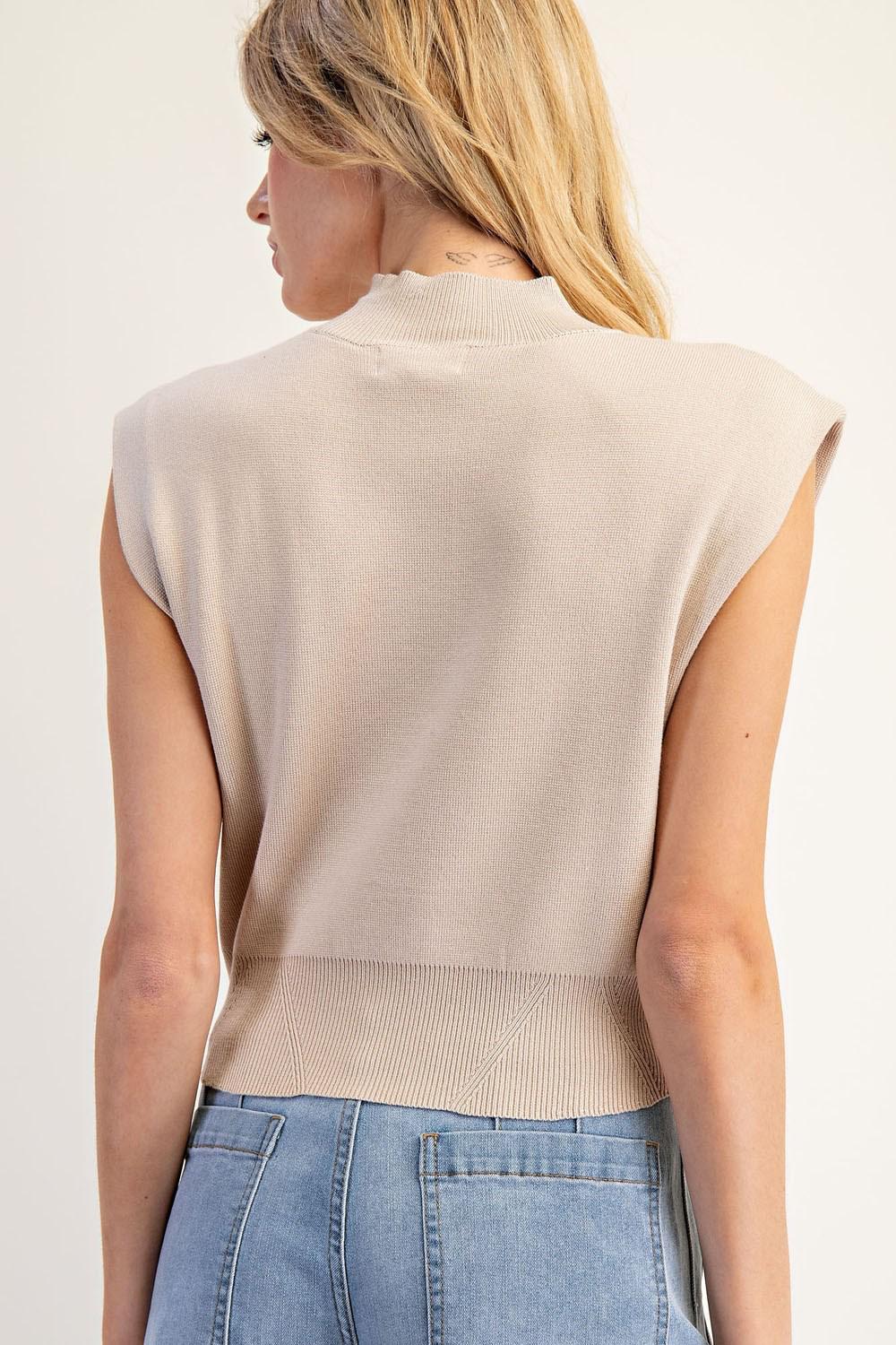 Sleeveless Mock Neck Sweater
