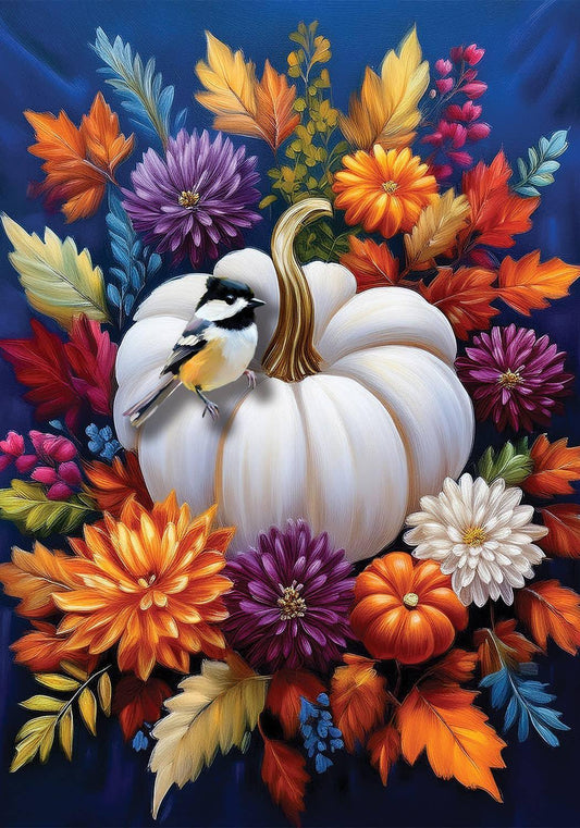 Outdoor Flag - Mums and Chickadee-FL - 28” x 40”