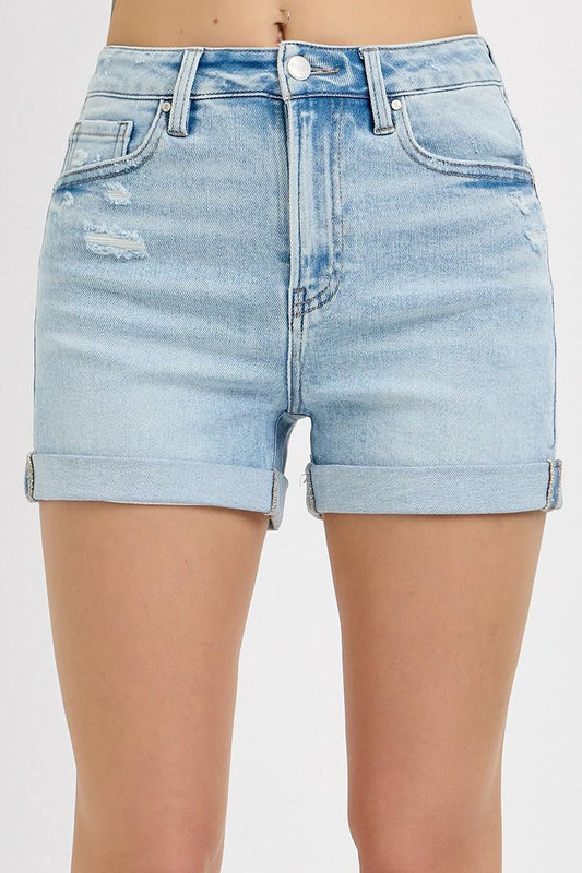 Risen RDS1225 High Rise Rolled Up Shorts