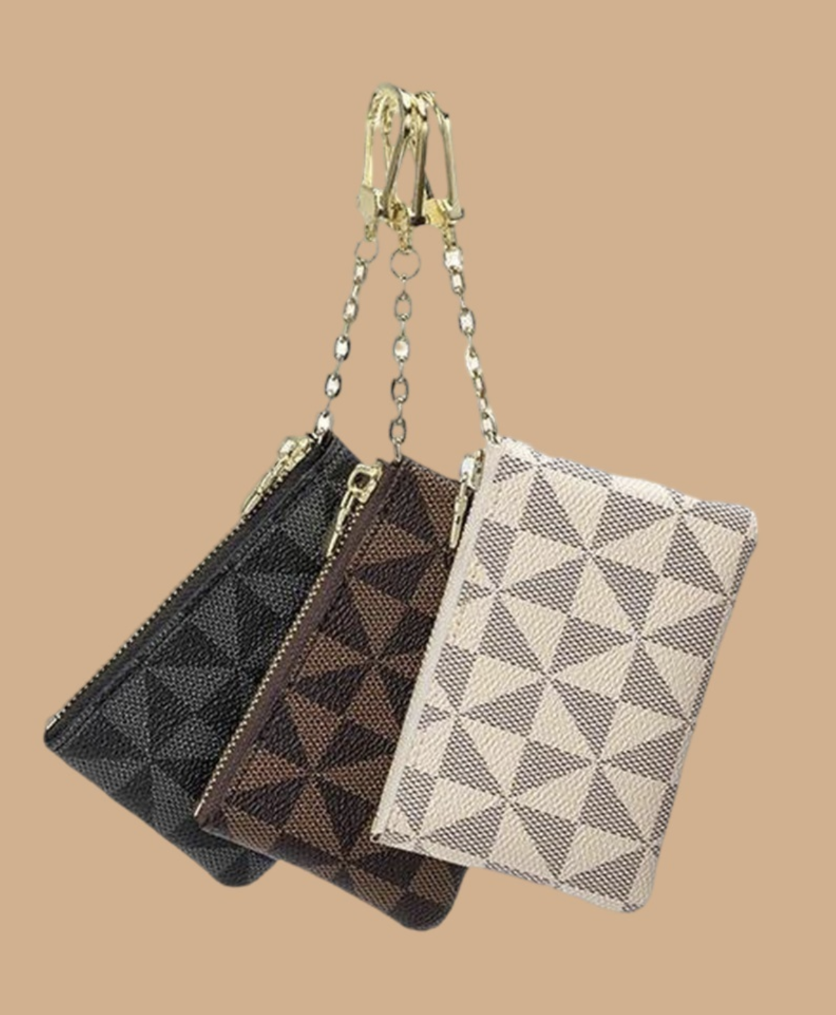 ZENANA MONOGRAM VEGAN LEATHER KEYCHAIN COIN CARD HOLDER