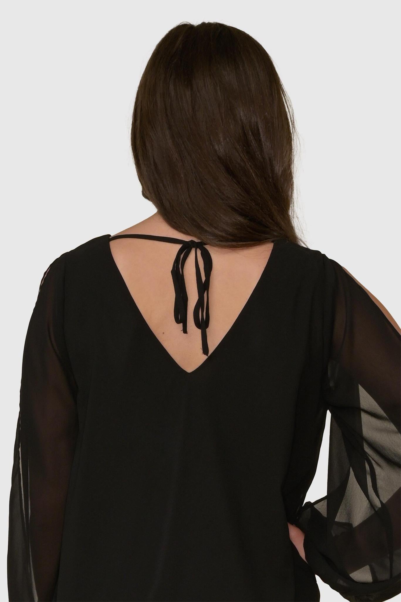BALLOON SLEEVE TIE-BACK DRESS