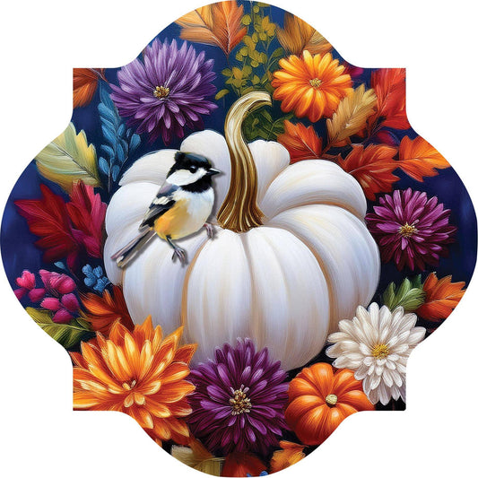 Door Hanger-Mums and Chickadee