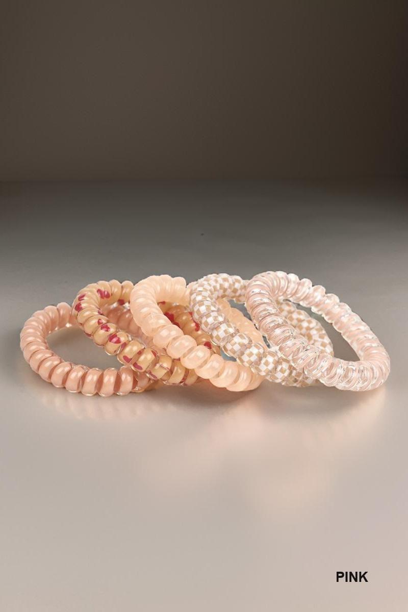 ZENANA U-360 Mix of 5, Solid, Flower & Checker Hair Coil Ties