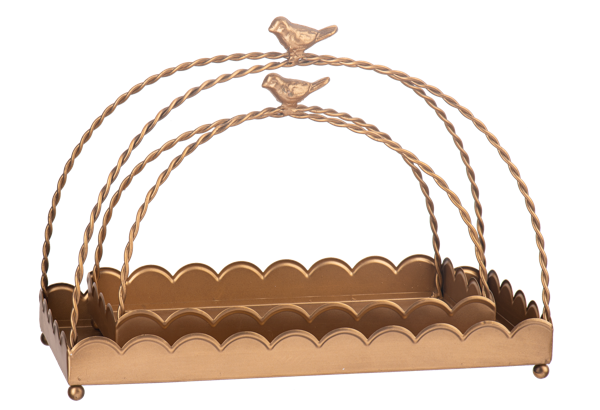 Antique Gold Scallop Tray with Bird Handle
