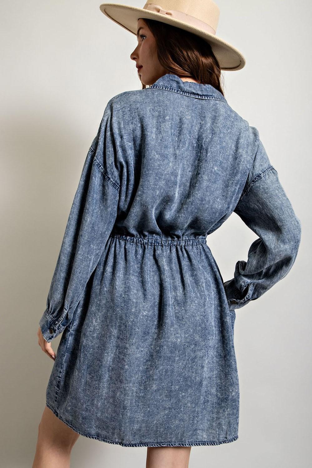 Tencel Washed Tie Waist Mini Dress