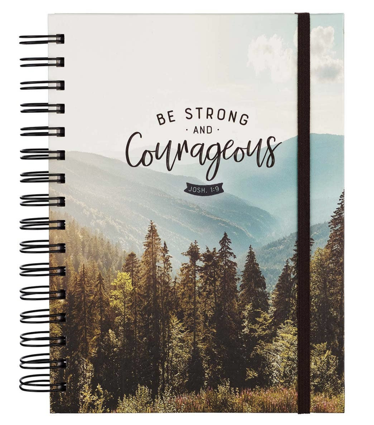 Be Strong and Courageous Large Wirebound Journal with Elasti