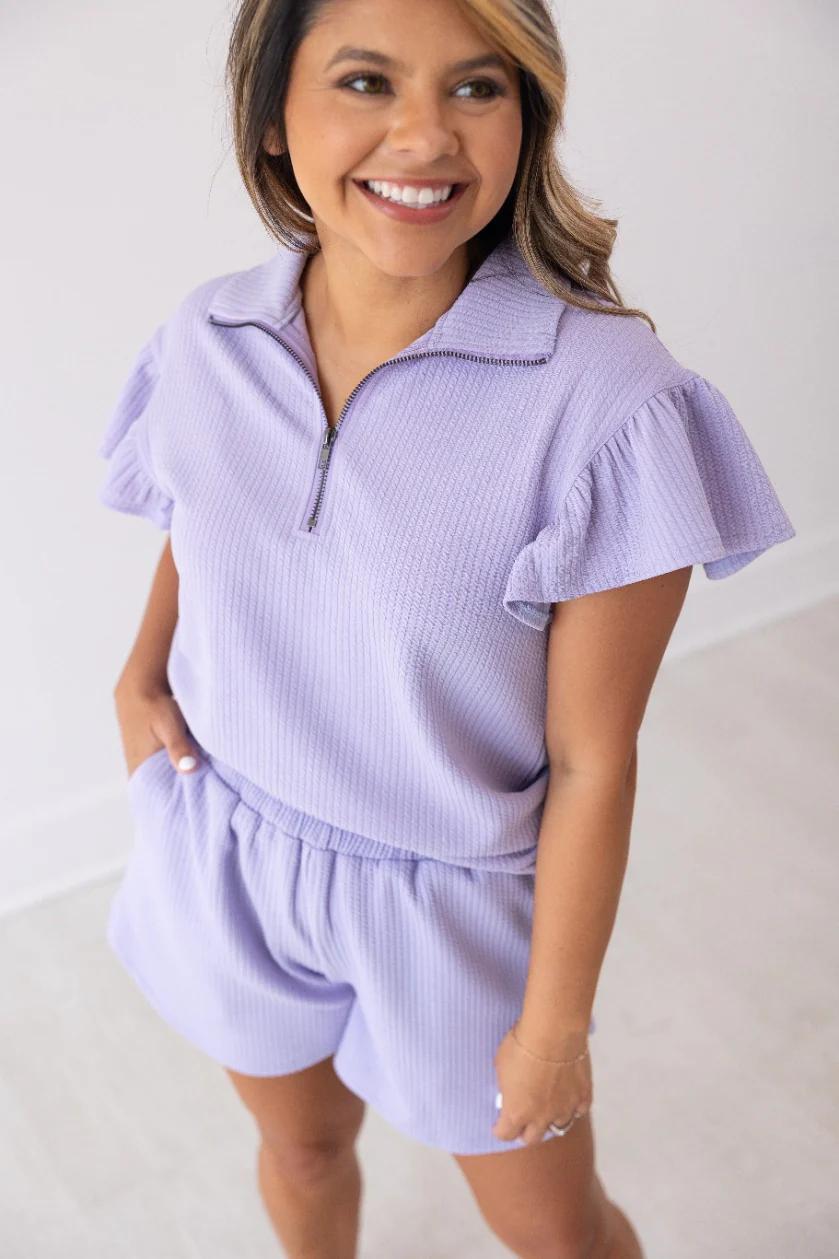 G&E 9383E Quarter Zip with Flutter Sleeves