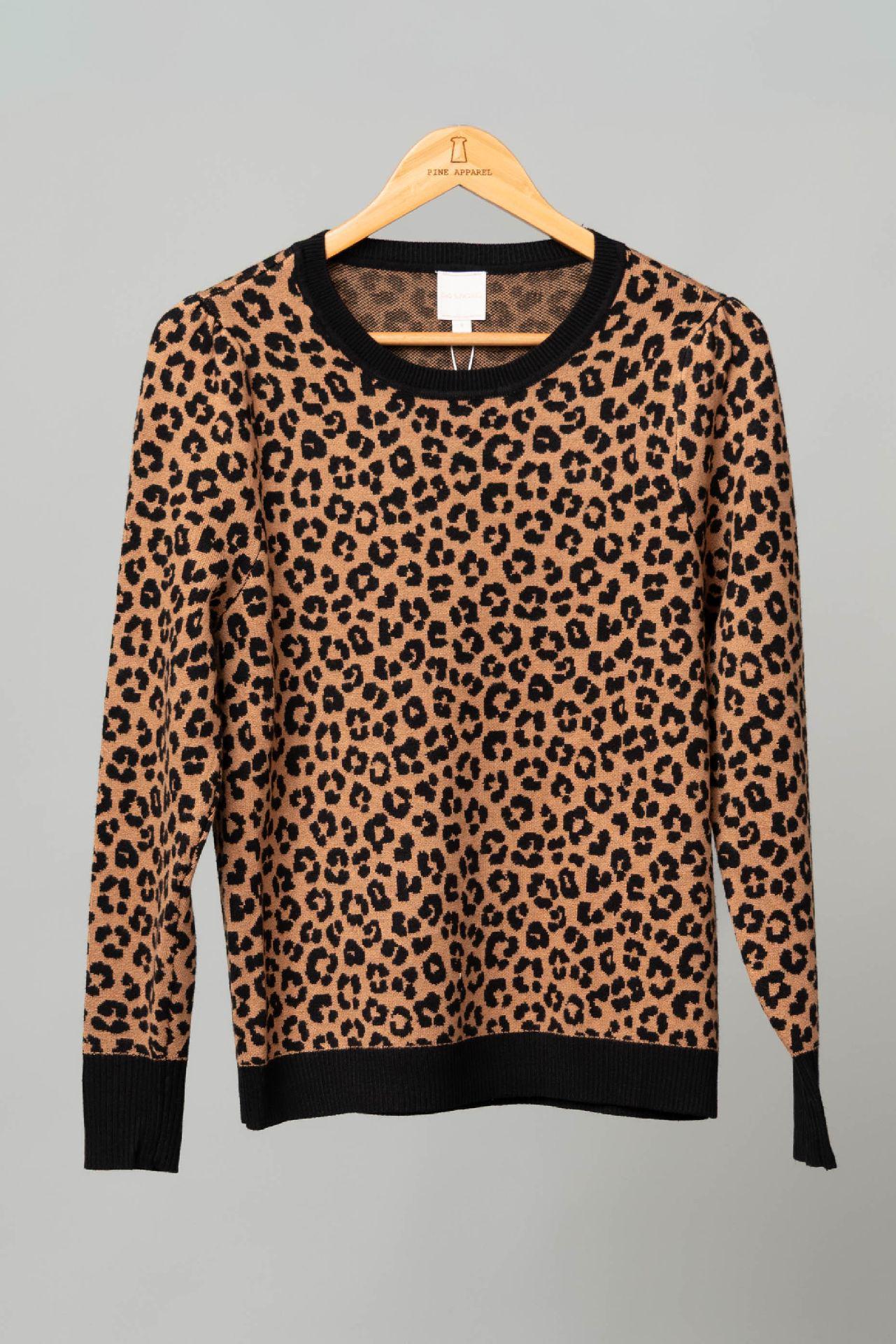 Leopard Crew Neck Puff Sleeve Sweater