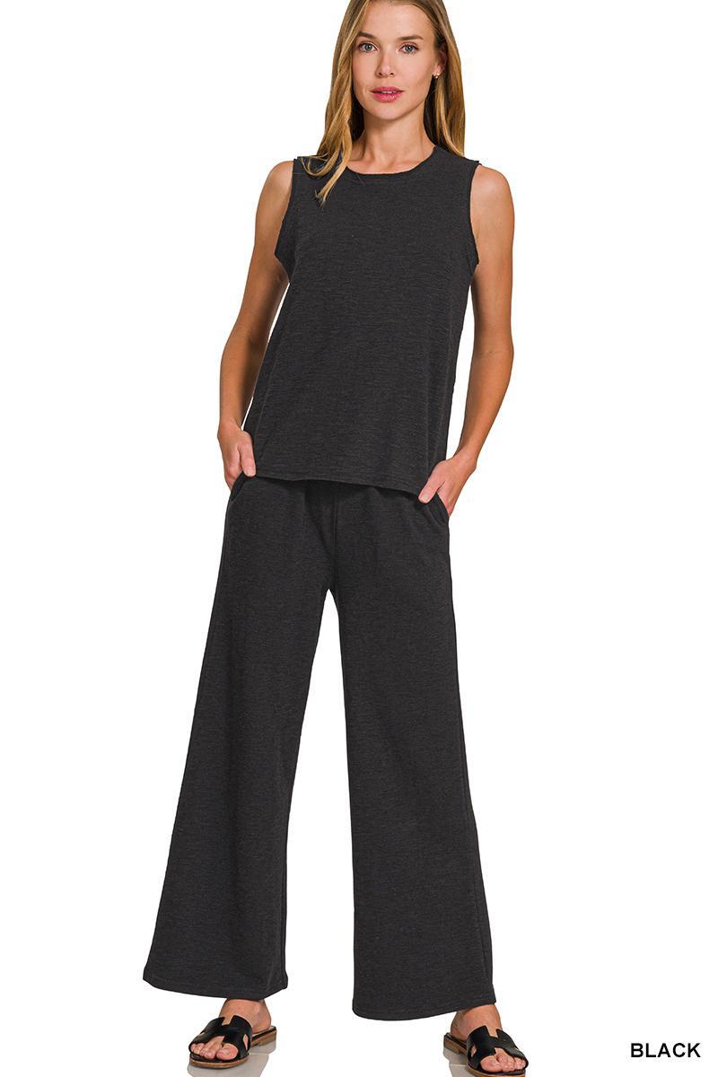 Zenana CTCP-2529 Cotton Slub Tank & Pants Set
