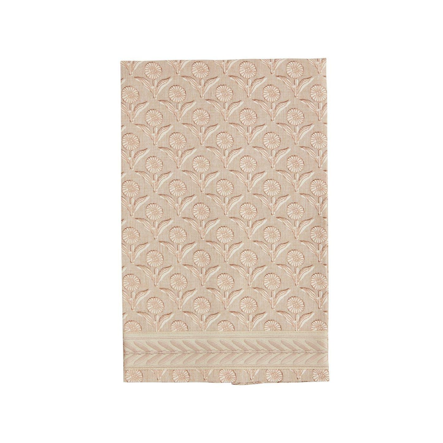 Daisy Flower Block Print Ribbon Towel
