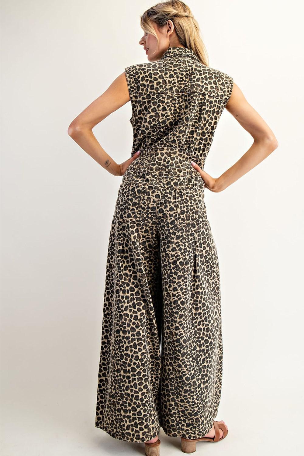 Leopard Sleeveless Jumpsuit BK14042