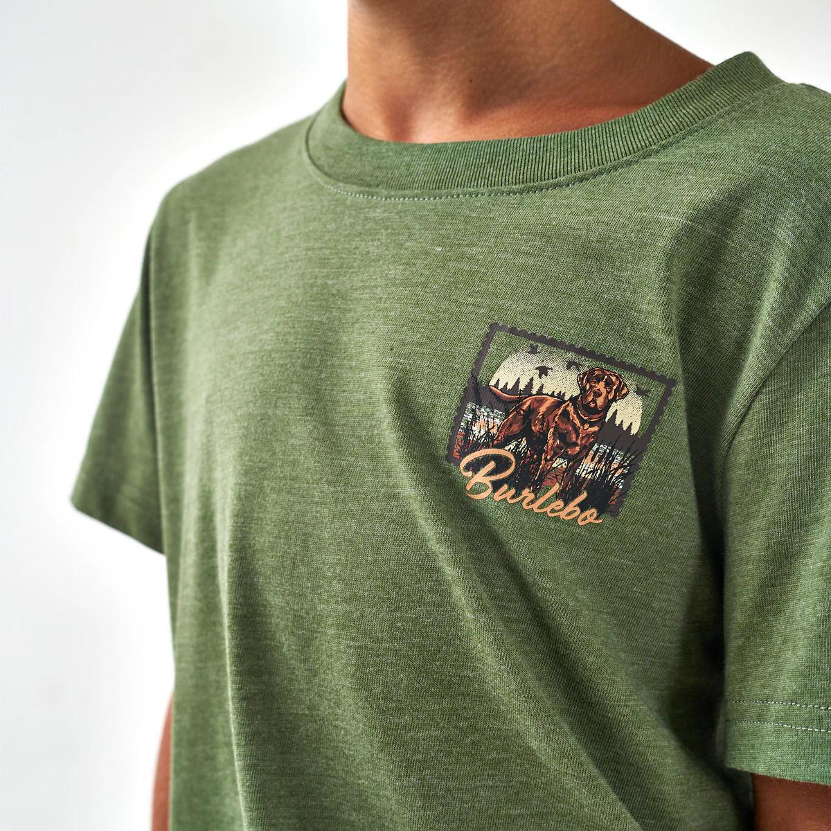 BURLEBO Youth Duck Dog Stamp Tee - Olive