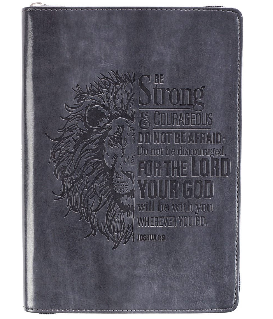 Journal Classic Zip Gray Be Strong Joshua 1:9