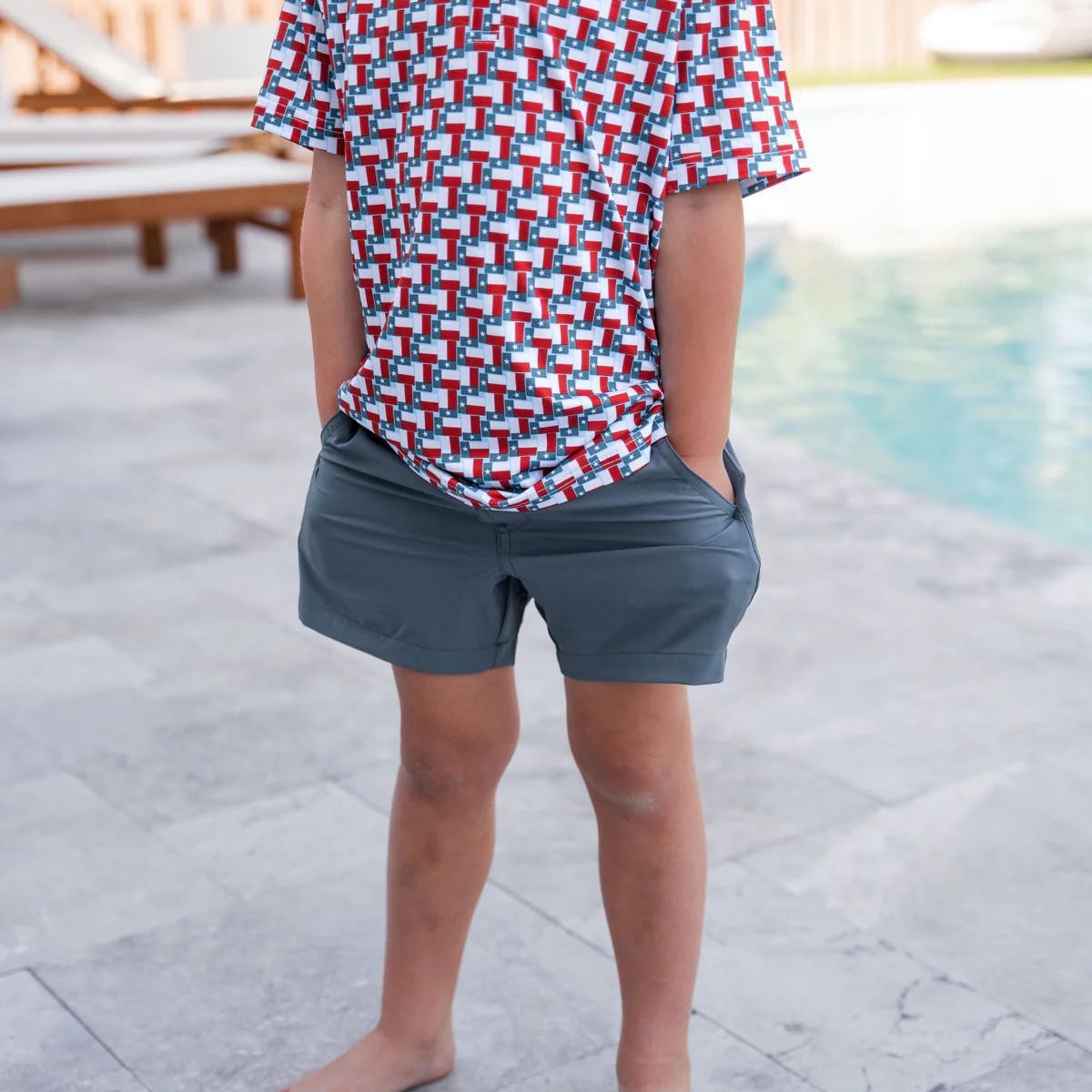 Burlebo -Youth Everyday Short - River Rock Grey - Classic Deer Camo Pocket