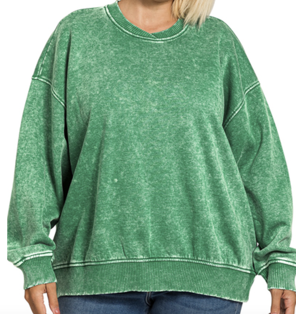 Zenana #OTW-4313X5 Plus Acid Wash Oversized Fleece Pullover