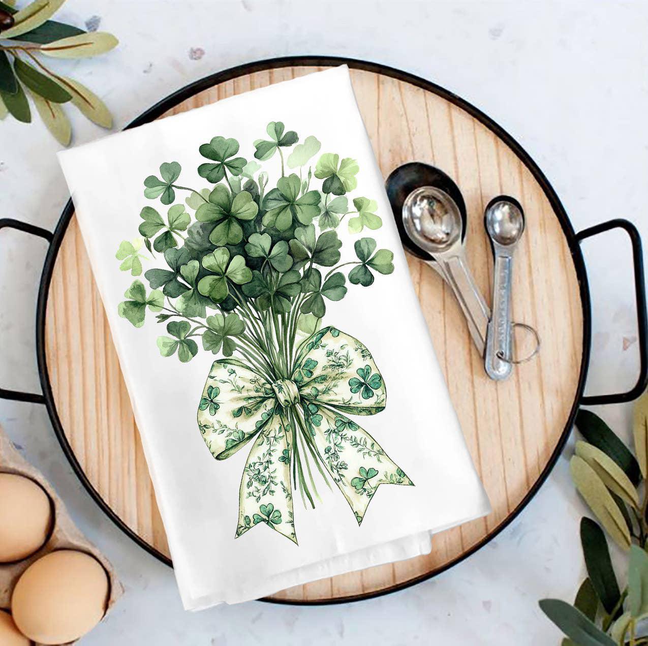 St. Patrick's Day Four LeaF Clover Tea Towel