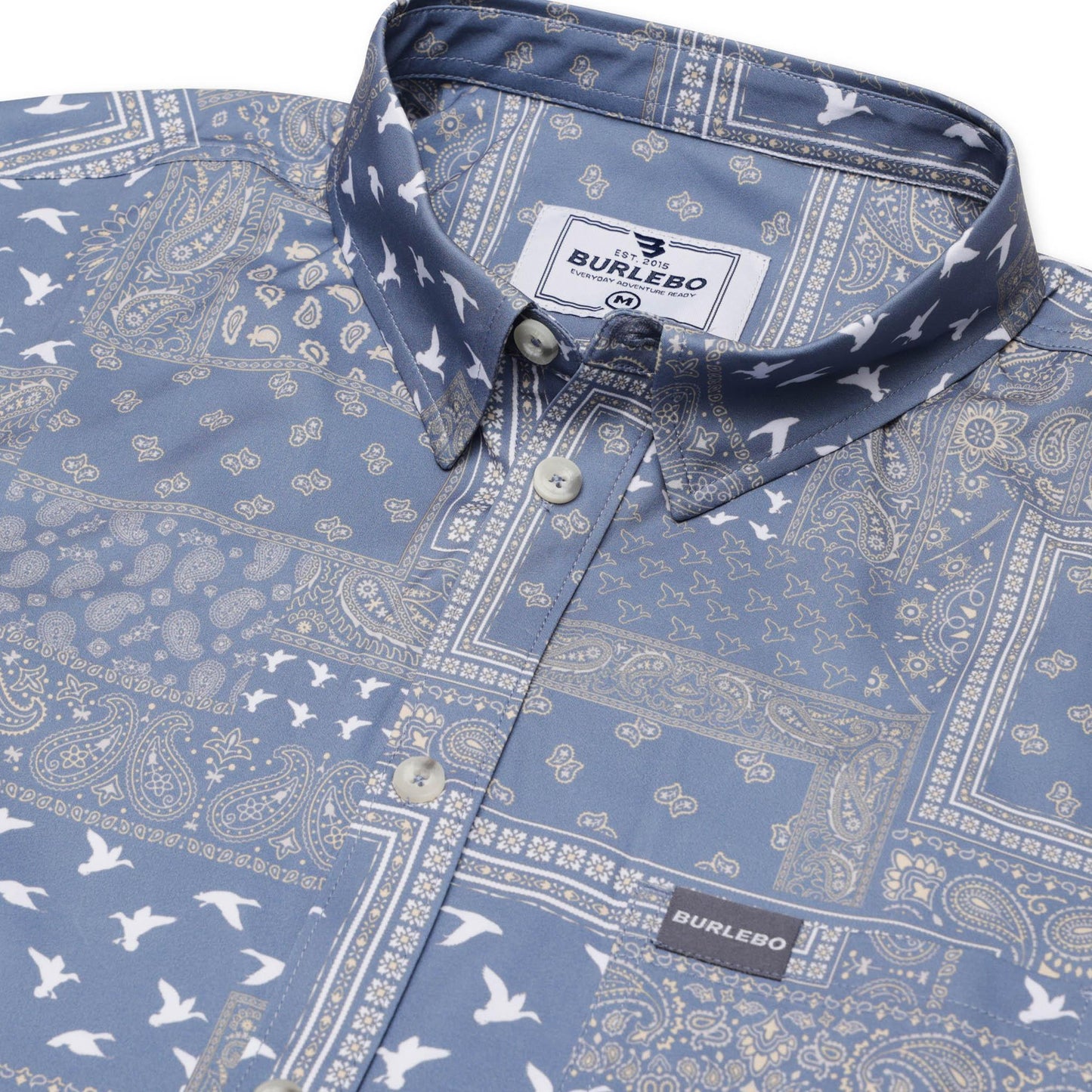 BURLEBO - PERFORMANCE BUTTON UP - DUCK PAISLEY BLUE