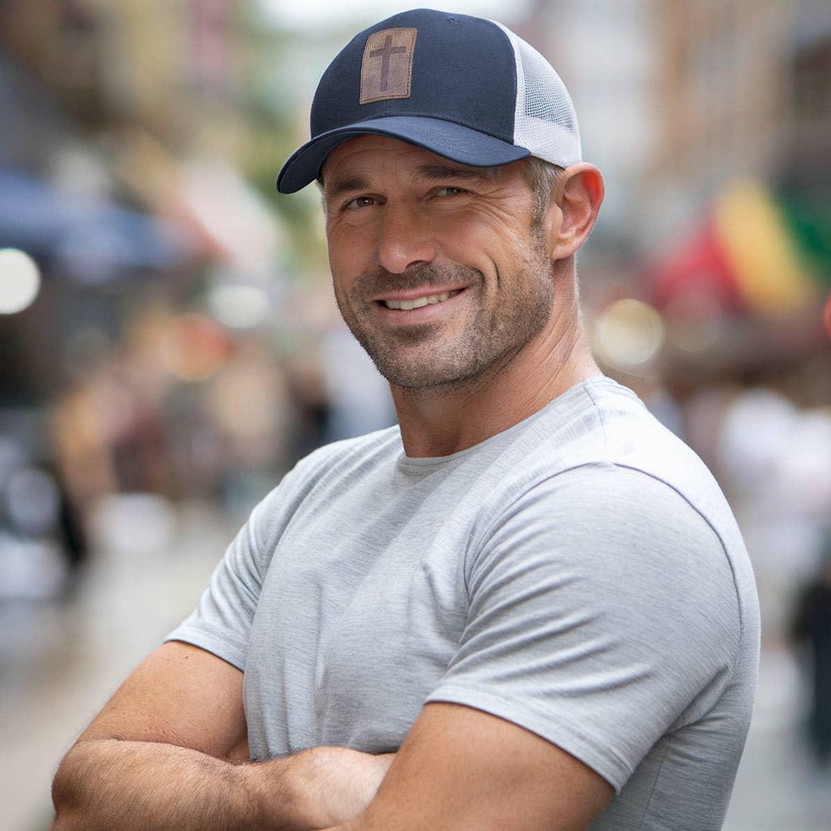 Kerusso Leather Cross Mens Cap