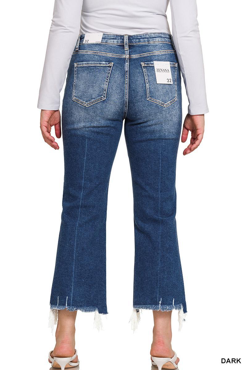 Zenana DNP-1646DDX Plus kick crop flare denim pants