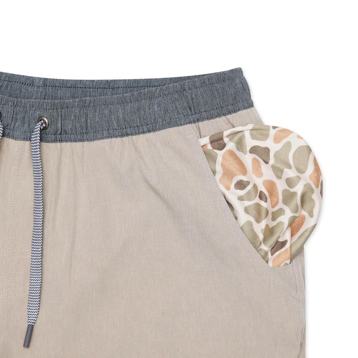 BURLEBO 5.5" Athletic Short - Heather Khaki - Venado Camo Liner