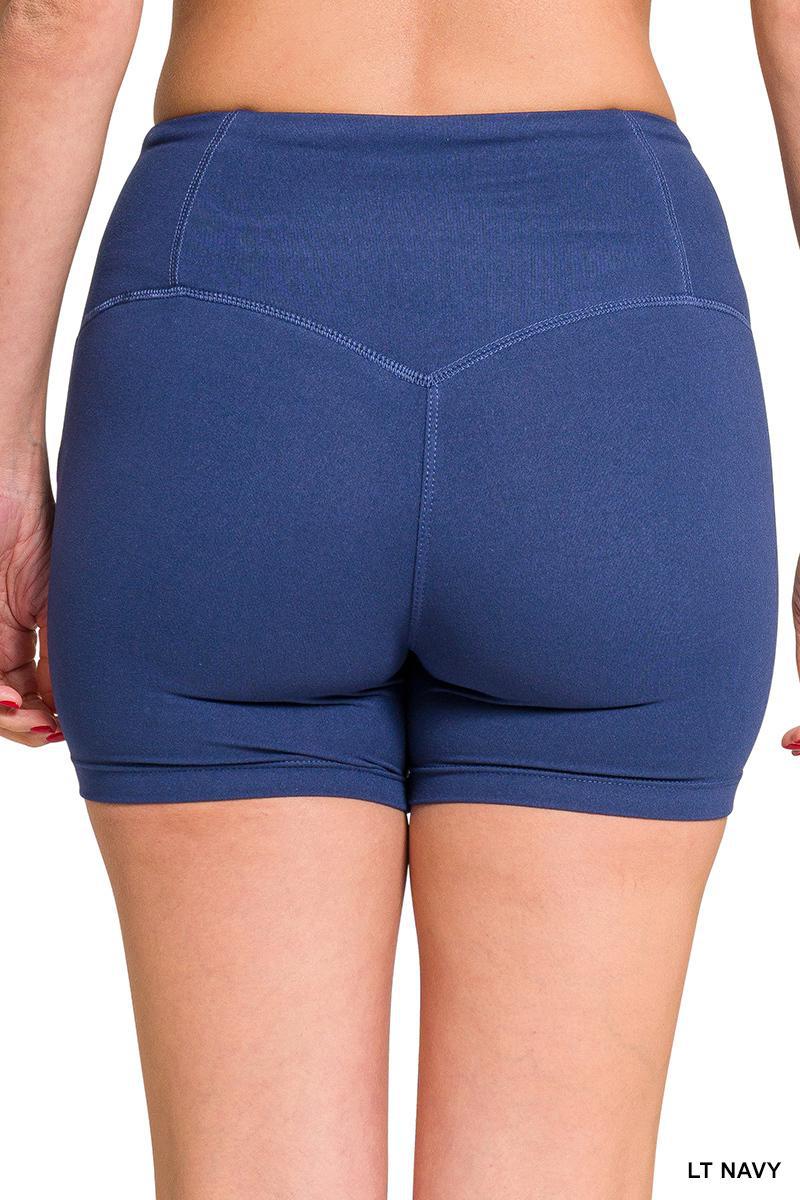 ZENANA MP-9064Y BRUSHED MICROFIBER WIDE WAISTBAND BIKER SHORTS