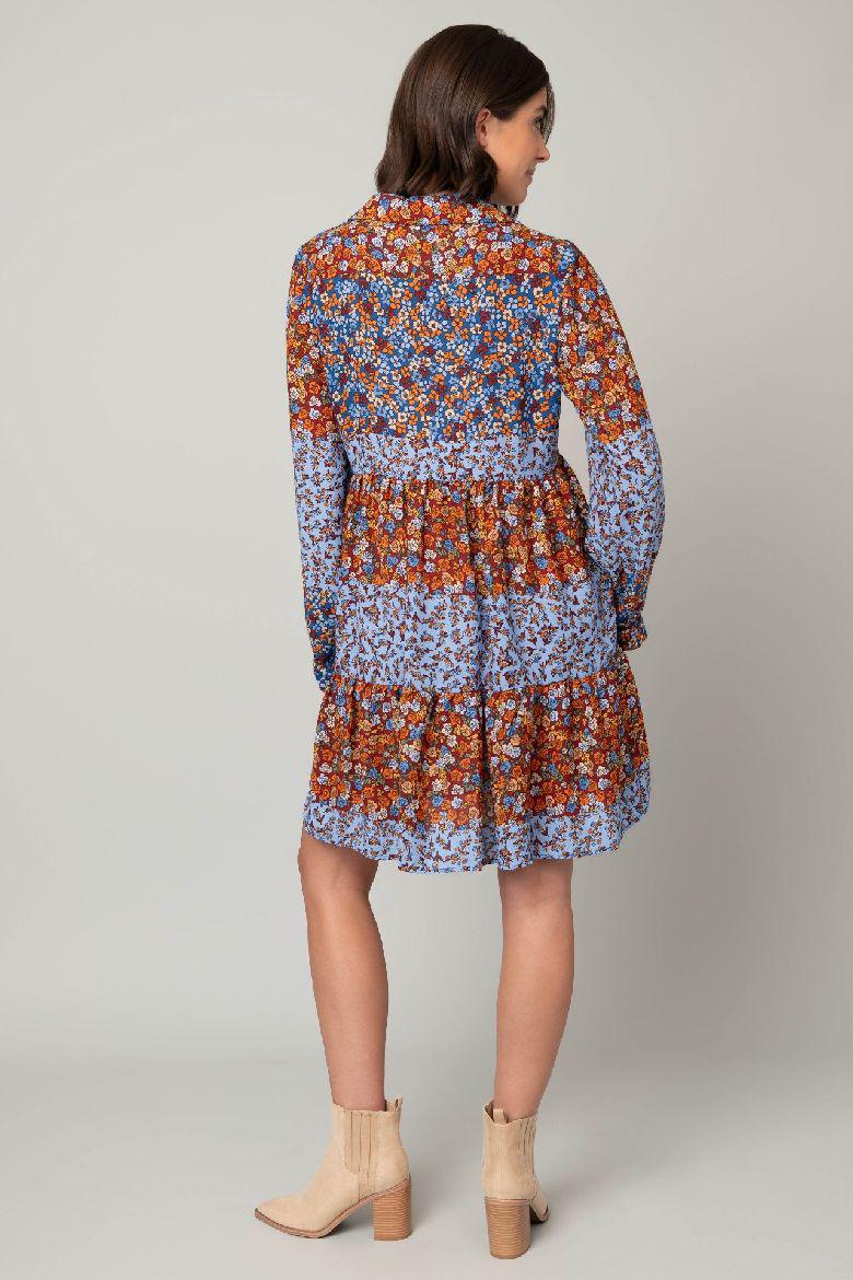 Ditsy Johnny Collar Babydoll Dress