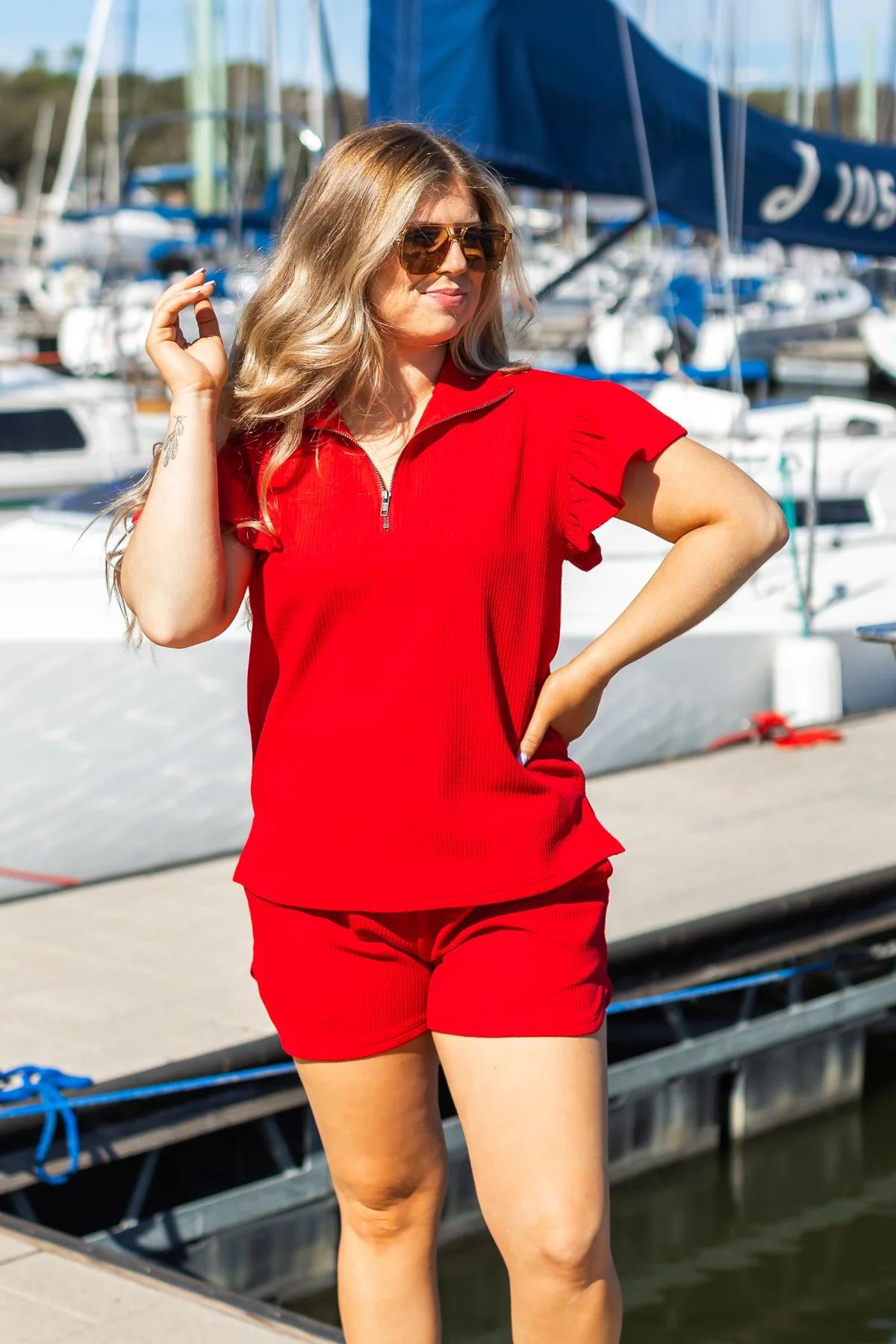 G&E 9383E Quarter Zip with Flutter Sleeves