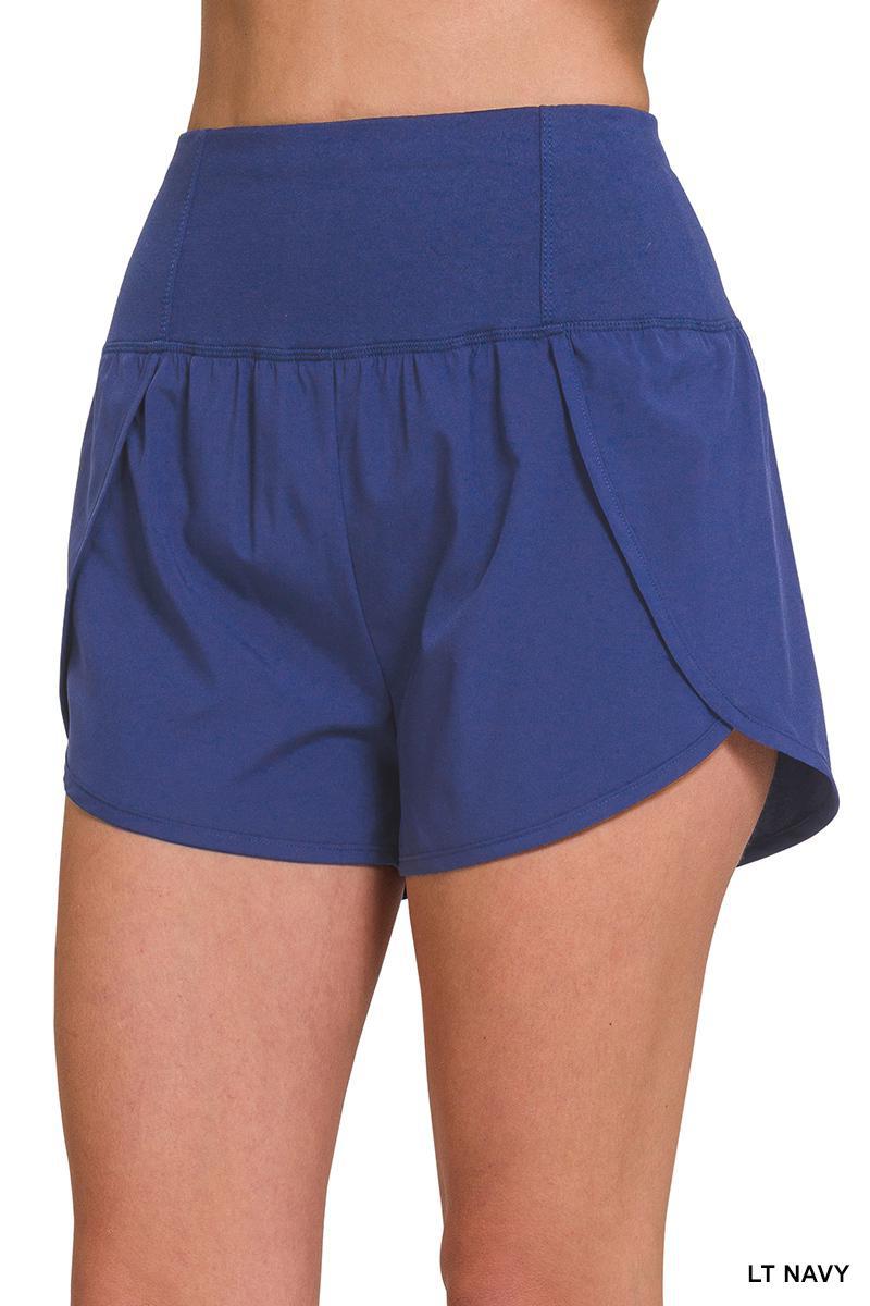ZENANA 6231 High Waisted Zippered Back Pocket Running Shorts