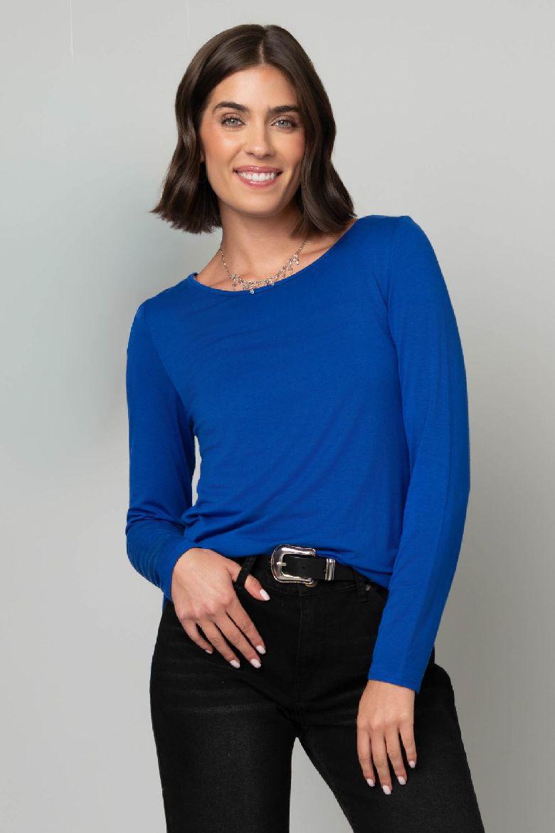 L/S Scoop Neck Tee - Angel Fish Blue