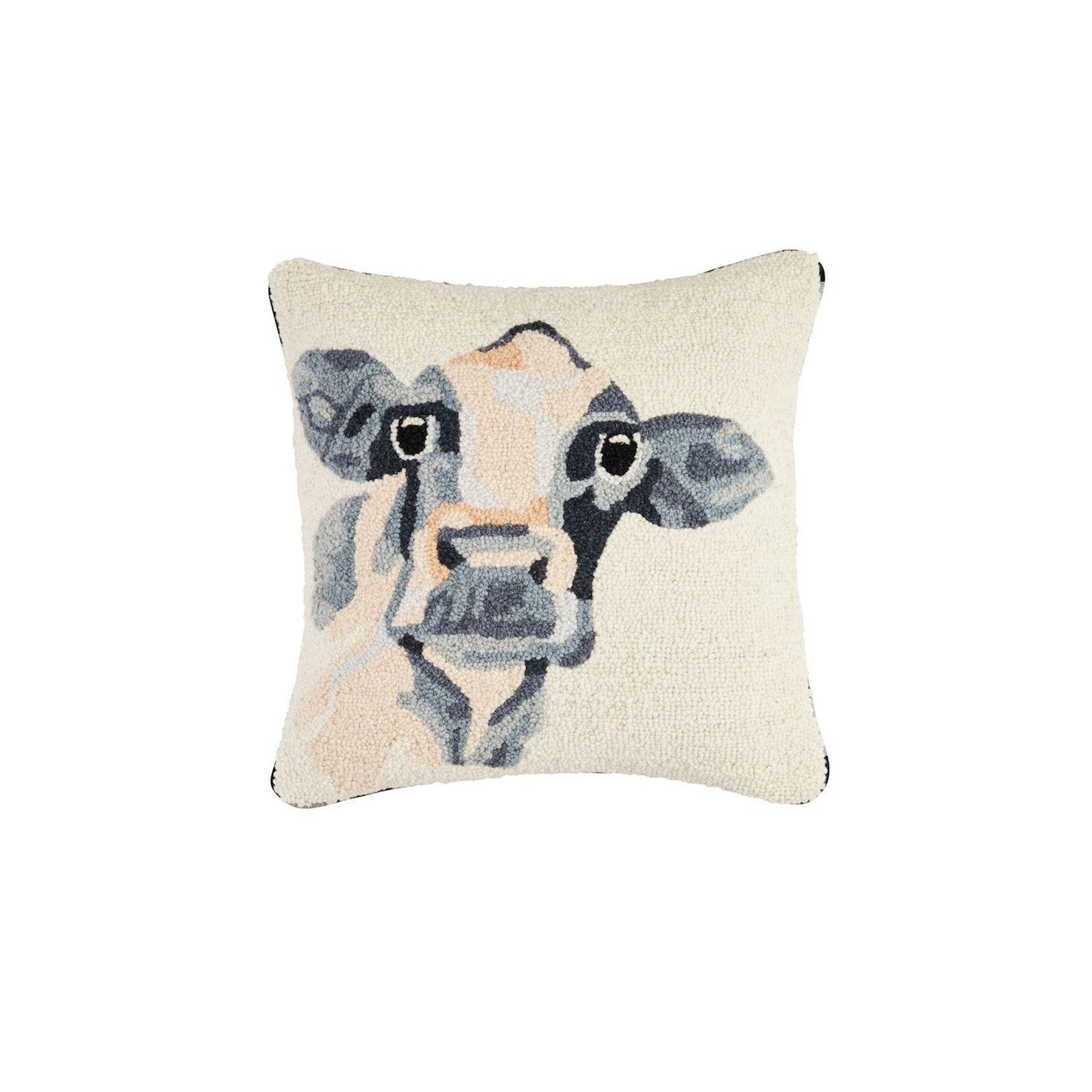 Cow Hooked Wool Pillow
