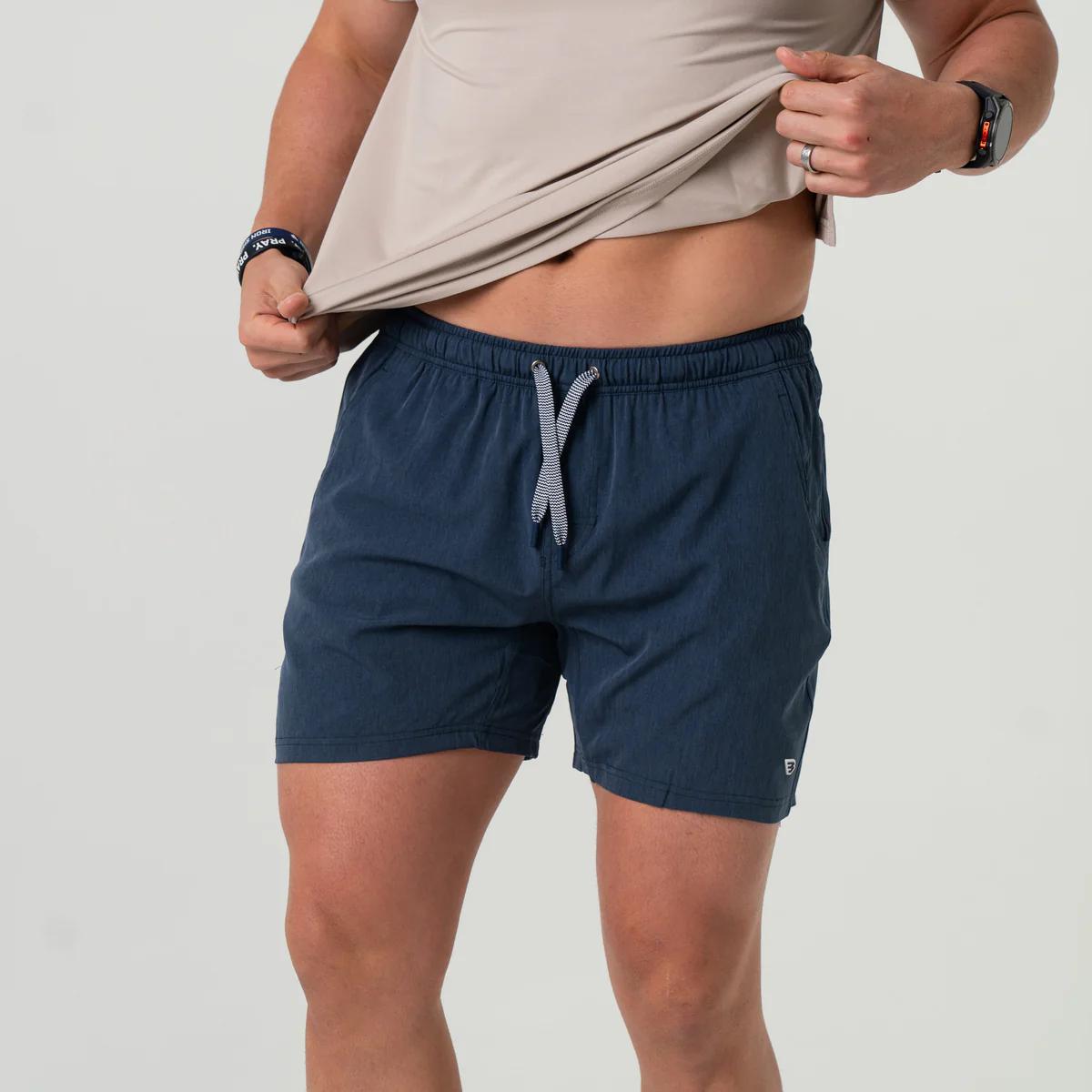 BURLEBO Athletic Short 5.5"- Heather Navy - American Flag Liner