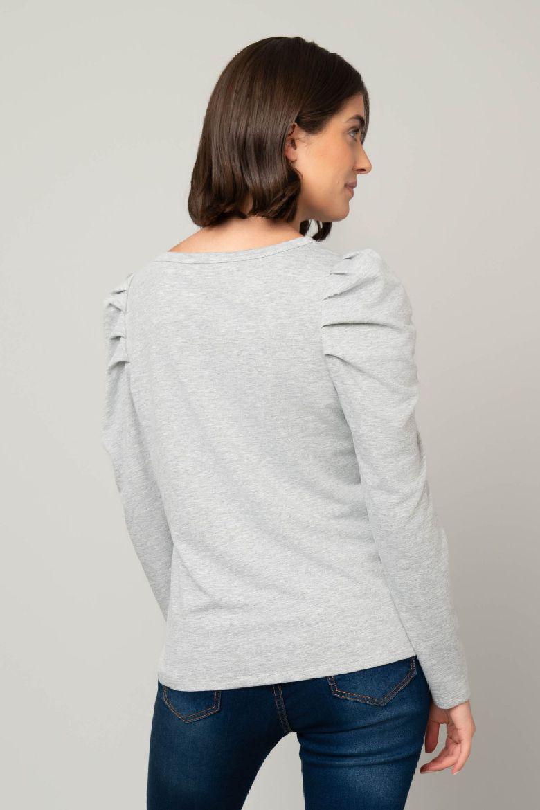 Puff Sleeve French Terry Top - Gray