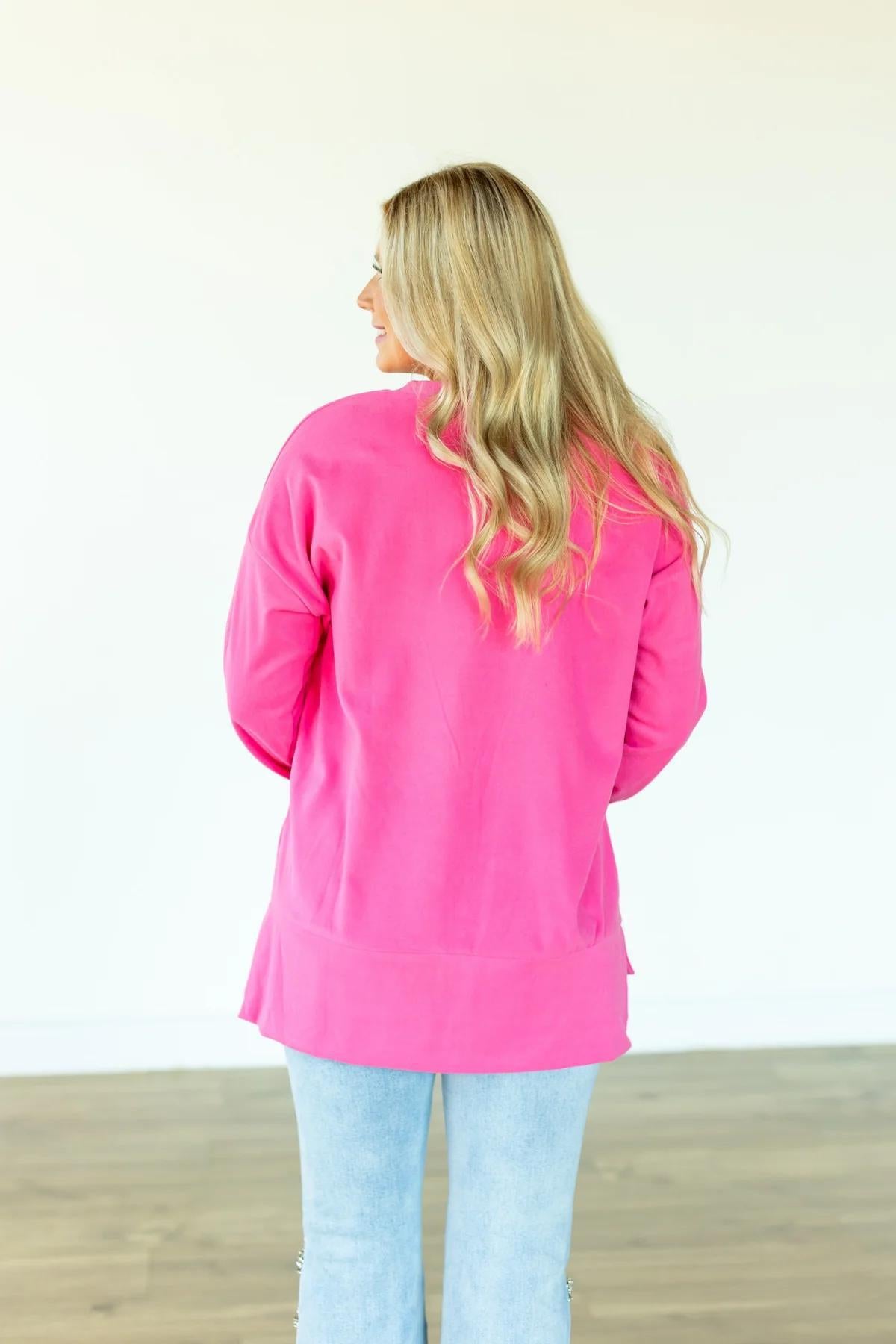 HEART CHERRIES ON PINK SWEATSHIRT