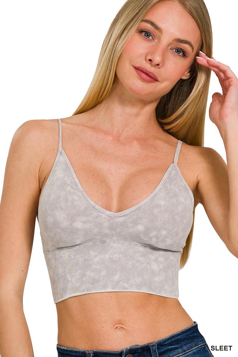 ZENANA 6204 Washed Ribbed Seamless Bra Padded Tank Top