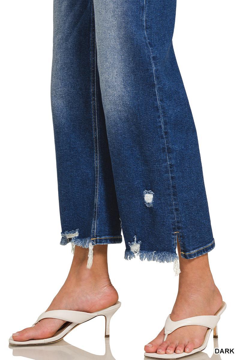 Zenana DTP-9581DD Distressed Raw Hem Denim