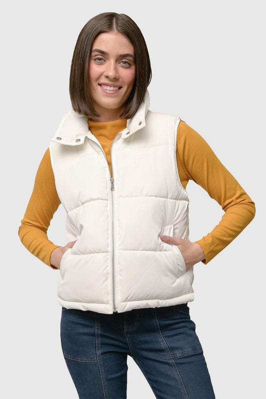 LIQUID SHINE MOCK NECK PUFFER VEST