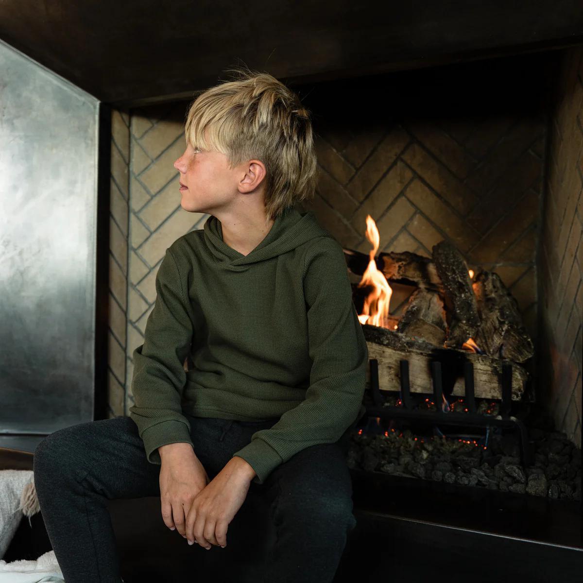 BURLEBO Youth - Thermal Hoodie - Mallard Green