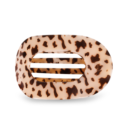 TELETIES Round Flat Hair Clip | Large | Blonde Tortoise