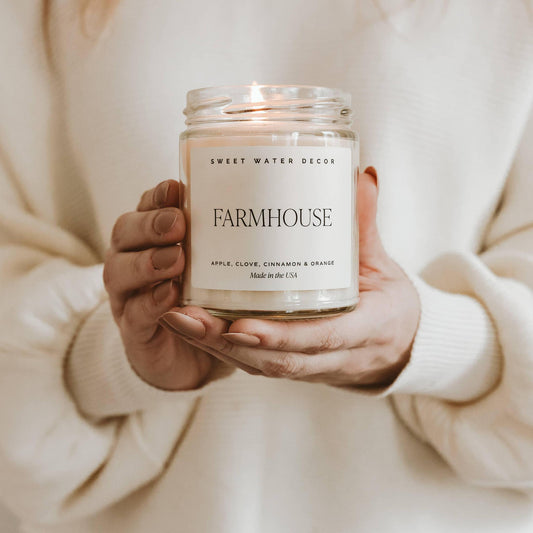 Farmhouse 9 oz Soy Candle - Fall Decor & Gifts