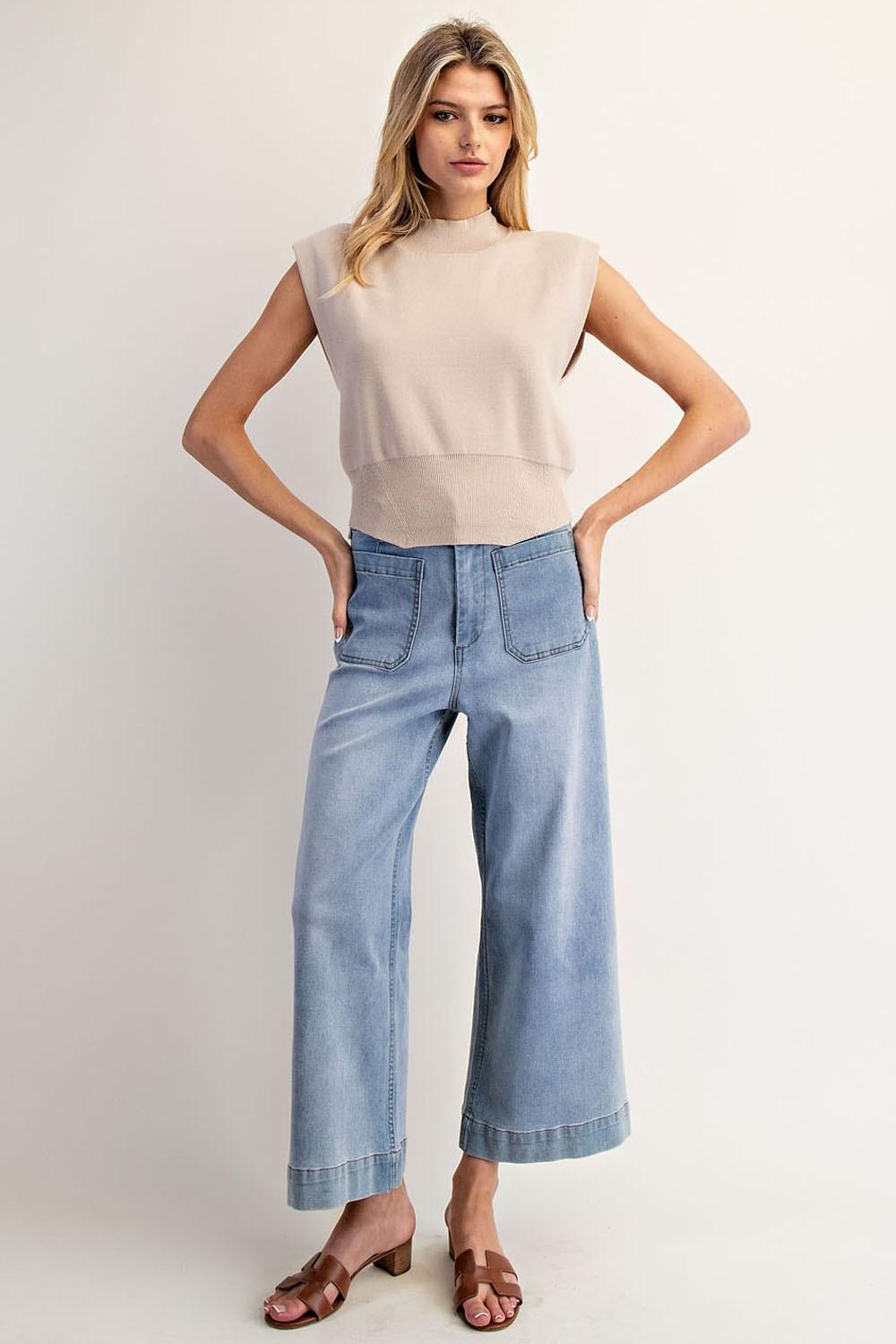 Sleeveless Mock Neck Sweater