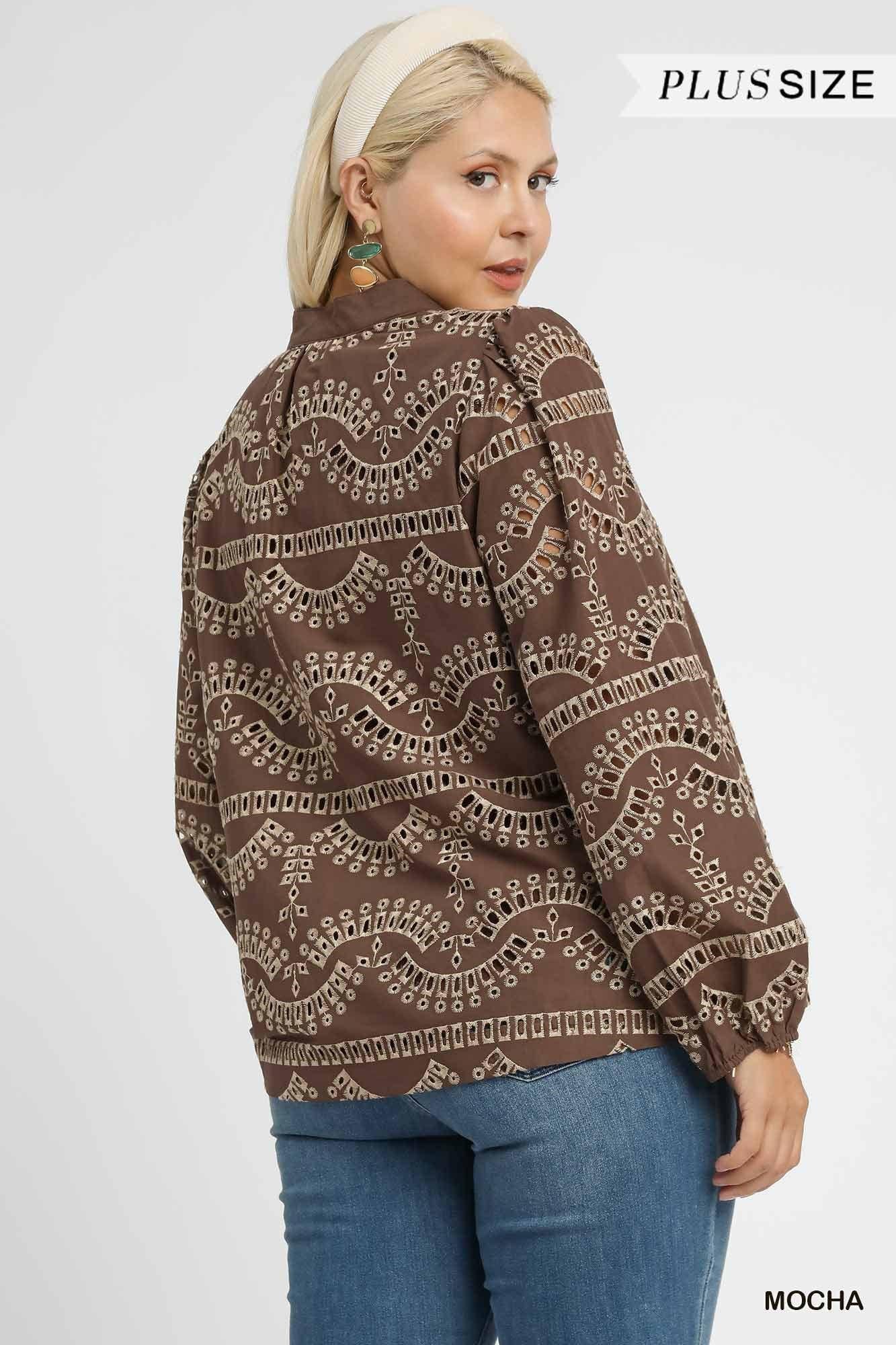 UMGEE Eyelet Long Sleeve Top